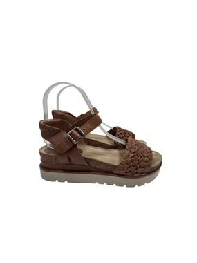 Josef Seibel Clea 16 Wedge Sandals Womens 36 US5 Brown Woven Leather Ankle Strap